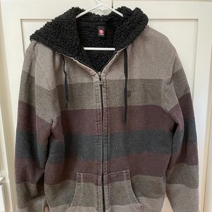 Mens XL Element Hoodie Zip Up Brown Hombre Stripes